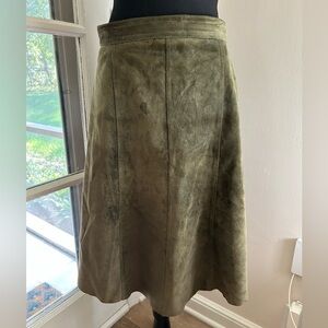 Gorgeous Olive Green Suede A-Line Skirt